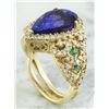Image 5 : 8.47 CTW Tanzanite, Emerald 14K Yellow Gold Diamond Ring