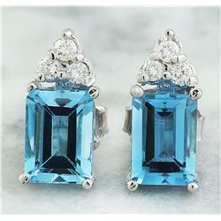 2.65 CTW Topaz 18K White Gold Diamond Earrings