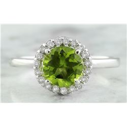1.69 CTW Peridot 18K White Gold Diamond Ring