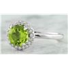 Image 2 : 1.69 CTW Peridot 18K White Gold Diamond Ring
