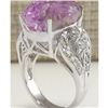 Image 3 : 22.38 CTW Natural Kunzite And Diamond Ring In 18K Solid White Gold