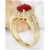 Image 4 : 3.73 CTW Natural Ruby 14K Solid Yellow Gold Diamond Ring