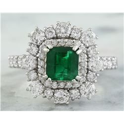 2.30 CTW Emerald 14K White Gold Diamond ring
