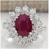 Image 1 : 3.73 CTW Natural Ruby And Diamond Ring 14K Solid White Gold