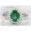 Image 1 : 1.70 CTW Emerald 18K White Gold Diamond Ring