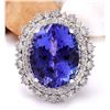 Image 1 : 17.52 CTW Natural Tanzanite 14K Solid White Gold Diamond Ring