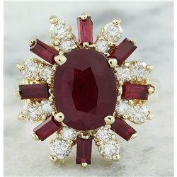 4.25 CTW Ruby 18K Yellow Gold Diamond Ring