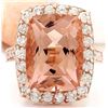 Image 1 : 13.63 CTW Natural Morganite 14K Solid Rose Gold Diamond Ring