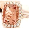 Image 2 : 13.63 CTW Natural Morganite 14K Solid Rose Gold Diamond Ring