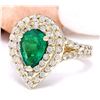 Image 2 : 3.00 CTW Natural Emerald 14K Solid Yellow Gold Diamond Ring