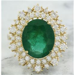 5.93 CTW Emerald 14K Yellow Gold Diamond Ring