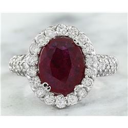 3.50 CTW Ruby 18K White Gold Diamond Ring
