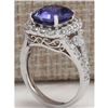 Image 3 : 4.89 CTW Natural Blue Tanzanite And Diamond Ring In 18K Solid White Gold