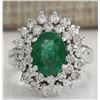 Image 1 : 2.81 CTW Natural Emerald Diamond Ring 14K Solid White Gold
