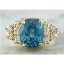 7.12 CTW Zircon 18K Yellow Gold Diamond Ring