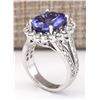 Image 3 : 7.33 CTW Natural Blue Tanzanite And Diamond Ring 18K Solid White Gold