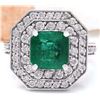 Image 1 : 4.32 CTW Natural Emerald 18K Solid White Gold Diamond Ring