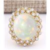 Image 1 : 11.29 CTW Natural Opal And Diamond Ring In 18K Yellow Gold