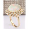 Image 3 : 11.29 CTW Natural Opal And Diamond Ring In 18K Yellow Gold