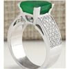Image 3 : 5.66 CTW Natural Emerald And Diamond Ring 18K Solid White Gold