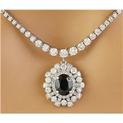 8.60 CTW Sapphire 14K White Gold Diamond Necklace