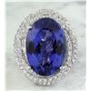 Image 1 : 22.22 CTW Tanzanite 14K White Gold Diamond Ring