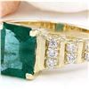 Image 2 : 2.55 CTW Natural Emerald 18K Solid Yellow Gold Diamond Ring