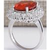 Image 3 : 12.03 CTW Natural Mandarin Garnet And Diamond Ring 14K Solid White Gold