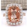 Image 1 : 8.31 CTW Natural Morganite And Diamond Ring In 18K Rose Gold