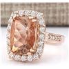 Image 2 : 8.31 CTW Natural Morganite And Diamond Ring In 18K Rose Gold