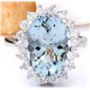 Image 1 : 6.06 CTW Natural Aquamarine 14K Solid White Gold Diamond Ring