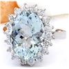 Image 2 : 6.06 CTW Natural Aquamarine 14K Solid White Gold Diamond Ring