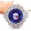 Image 1 : 8.17 CTW Natural Tanzanite 14K Solid White Gold Diamond Ring