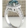 Image 3 : 5.85 CTW Natural Blue Zircon And Diamond Ring 18K Solid White Gold