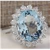 Image 2 : 5.92 CTW Natural Aquamarine And Diamond Ring In 14K Solid White Gold