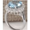 Image 3 : 5.92 CTW Natural Aquamarine And Diamond Ring In 14K Solid White Gold