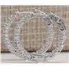 Image 2 : 3.60CTW Natural Diamond Hoop Earrings 18K Solid White Gold