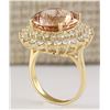 Image 3 : 11.51 CTW Natural Morganite And Diamond Ring In 14k Solid Yellow Gold
