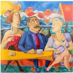 Pino Procopio "BAR SOTTO IL MARE cartoncino" Original Serigraph