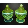 Image 1 : PAIR OF VASELINE GLASS CANDY DISHES