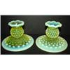 Image 1 : PAIR OF VASELINE GLASS CANDLE HOLDERS