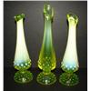 Image 1 : LOT OF THREE VASELINE GLASS BUD VASES