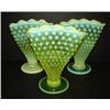 Image 1 : SET OF 3 VASELINE GLASS FAN VASES