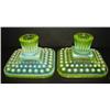 Image 1 : PAIR OF IMPERIAL VASELINE GLASS CANDLE 