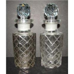 PAIR OF SMALL GLASS DECANTERS