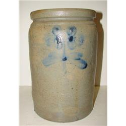 BLUE DECORATED STONEWARE CROCK