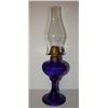 Image 1 : COBALT BLUE GLASS OIL LAMP