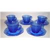 Image 1 : SET OF 5 ROYAL BLUE LACE CUPS & SAUCERS