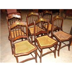 SET OF 6 PAINT DECORATED CHAIRS