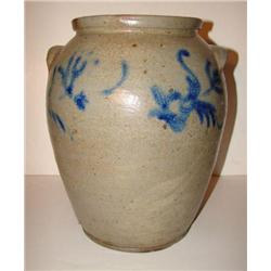 BLUE DECORATED STONEWARE CROCK